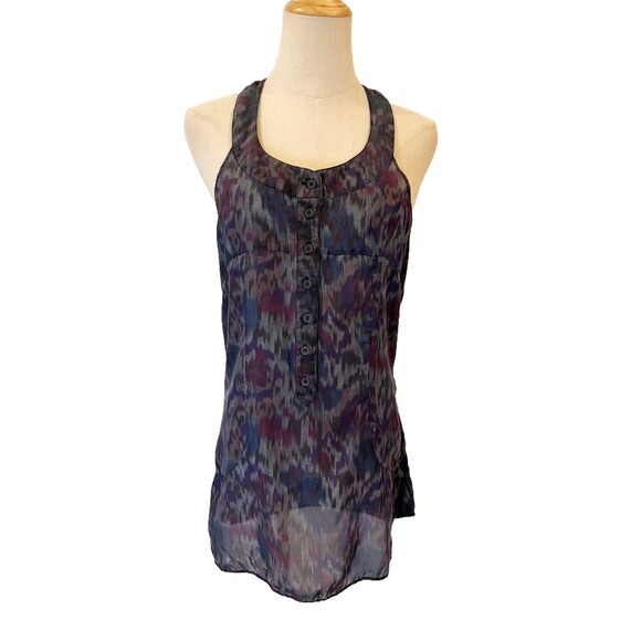 Joe's Jeans The Shirt Sheer Grey Purple Long Tank Silk XS Summer - Picture 2 of 6
